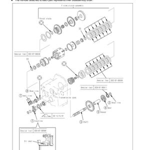 May include: Diagram of a Torqflow transmission disassembly, featuring various mechanical components like gears, shafts, and seals. The image includes text labels and special tool references for each part, with an exploded view for clarity.