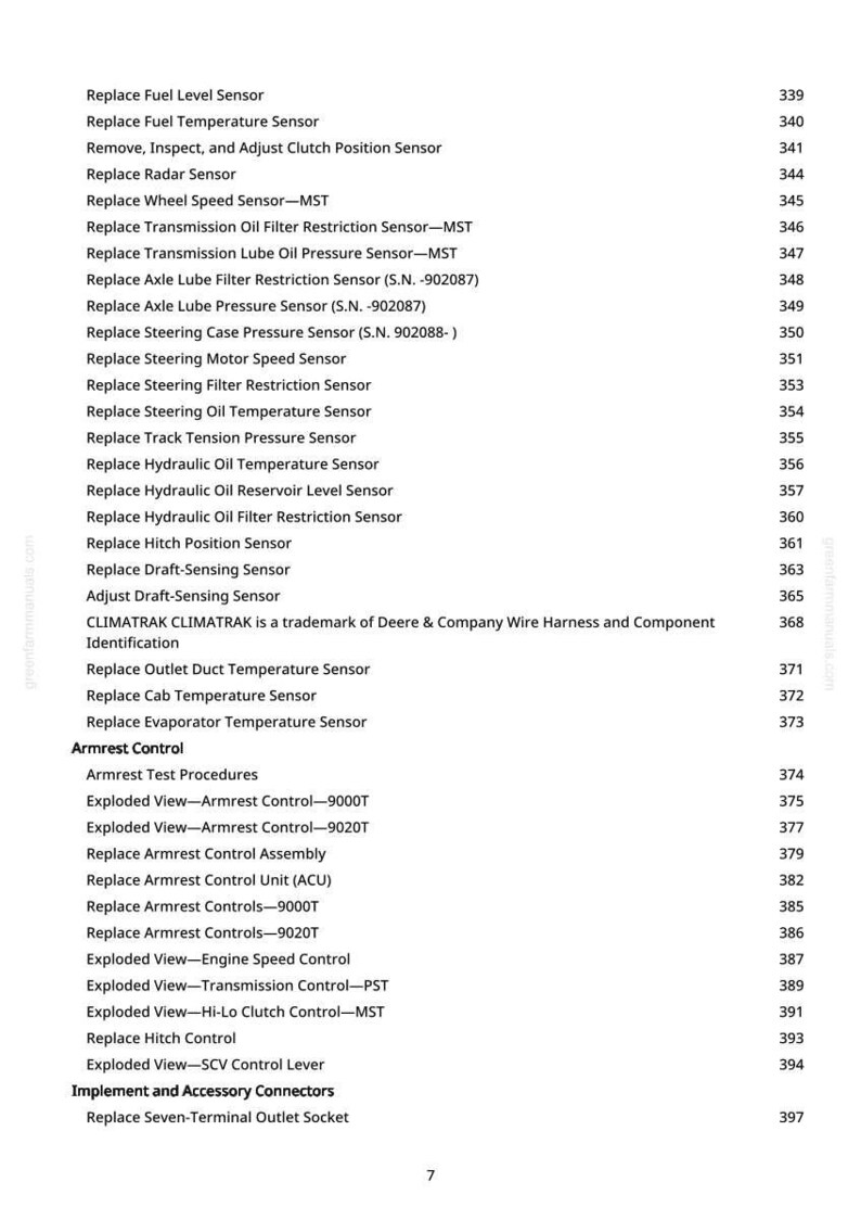 May include: A printed page with a list of automotive parts and their corresponding page numbers. The list includes items like sensors, filters, and control units, with the text "Armrest Control" as a section heading.