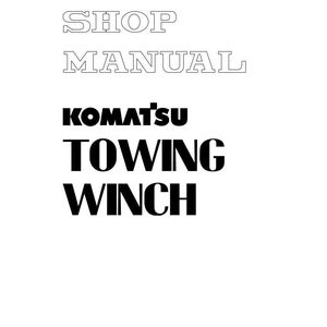 Puede incluir: Una p&aacute;gina blanca con las palabras "SHOP MANUAL" en fuente delineada. Debajo, el texto "KOMATSU TOWING WINCH" est&aacute; en negrita, letras negras. El documento est&aacute; etiquetado SEBT010WT04 e incluye informaci&oacute;n de derechos de autor.