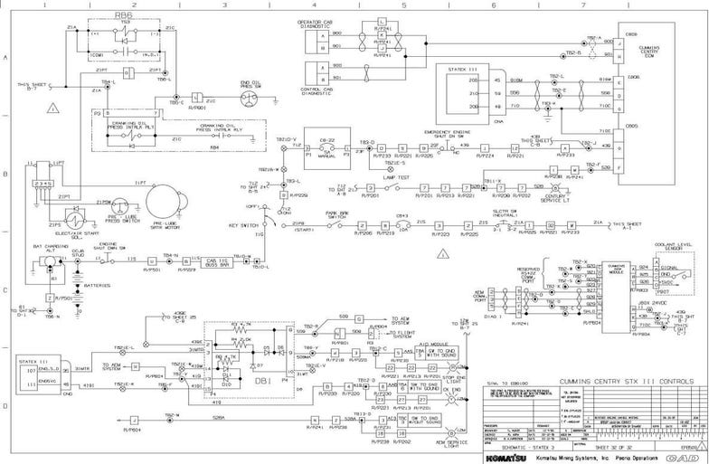 May include: A detailed electrical schematic diagram with numerous symbols, lines, and text labels. The diagram is predominantly black and white, illustrating the internal workings of a control system. The title "CUMMINS CENTRY STX 111 CONTROLS" is visible.