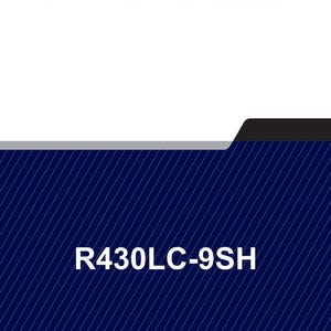 May include: A document titled "SERVICE MANUAL" in bold, black text. Below, the text "R430LC-9SH" is displayed in white. The background is a dark blue with white diagonal lines.