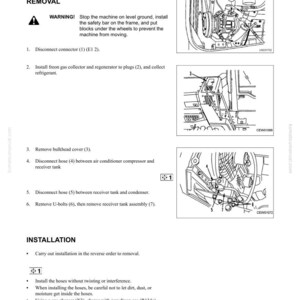 May include: Diagram from a manual detailing the disassembly and assembly of a receiver tank. The image includes labeled diagrams of components, along with numbered steps for removal and installation. Text includes warnings and instructions.