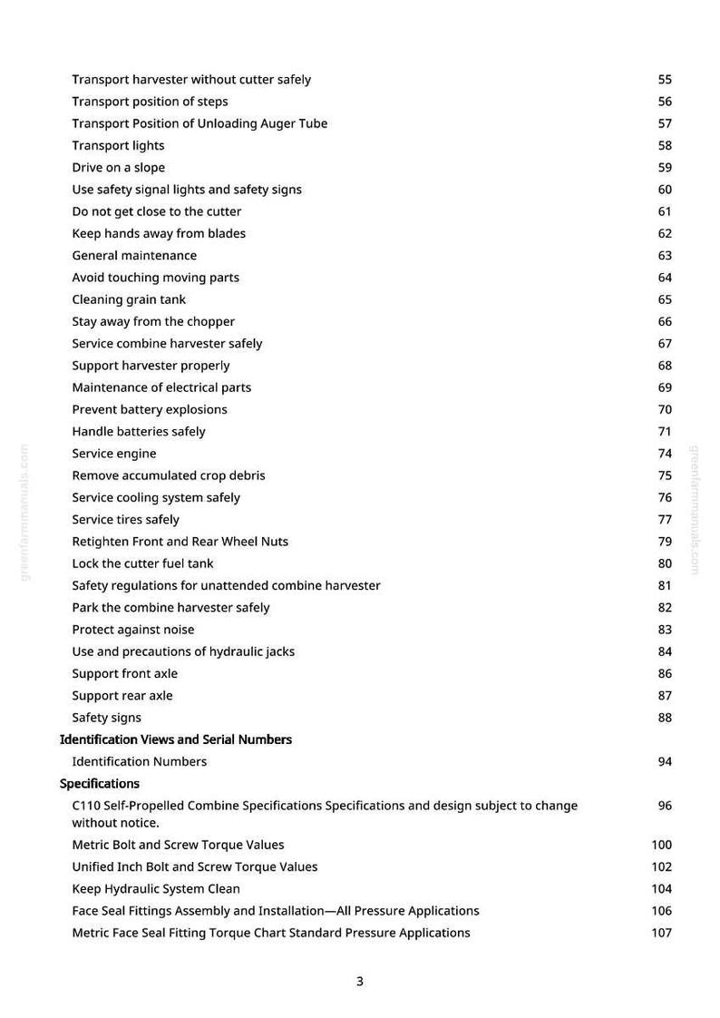 John Deere C110, C110 4Lz-9, C110 4Lz-7 Skördetröskor Teknisk manual Pdf | Direkt nedladdning bild 2