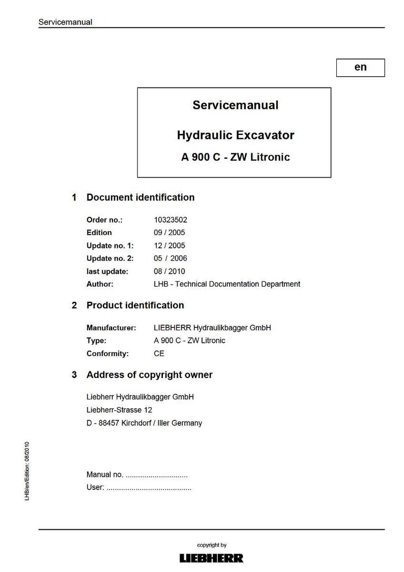 Pu&ograve; includere: Un manuale di servizio bianco per un escavatore idraulico A 900 C - ZW Litronic. Il documento include dettagli come il numero d'ordine, l'edizione e le informazioni del produttore di LIEBHERR Hydraulikbagger GmbH. Il documento &egrave; in inglese.