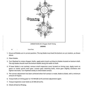 Pu&ograve; includere: Diagramma tecnico che illustra la regolazione della fasatura dell'albero della trinciatrice. L'immagine mostra uno schema dell'assemblaggio dell'albero, con etichette e istruzioni. Include le specifiche di coppia in Newton metri e libbre-piedi.
