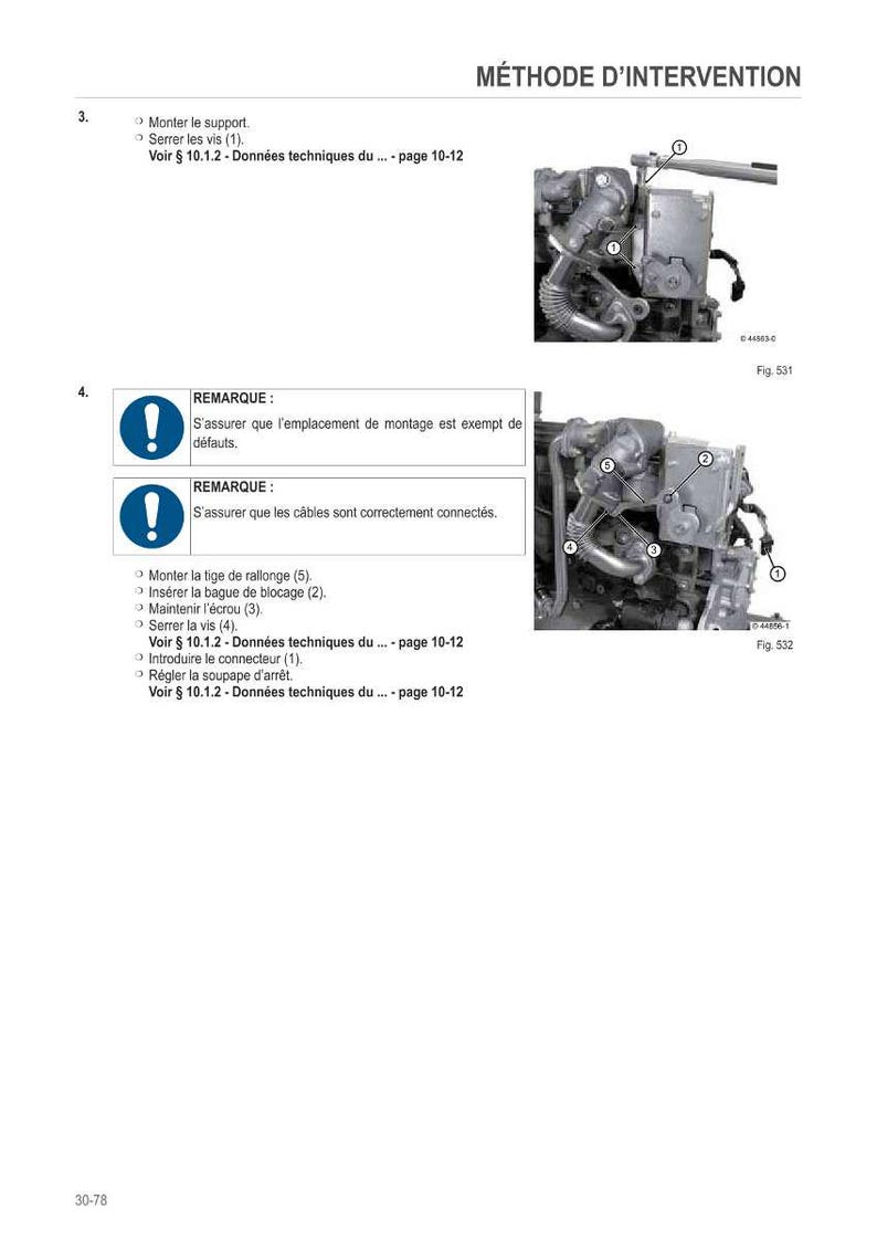 May include: Technical diagram with the title "M&Eacute;THODE D'INTERVENTION". The image shows detailed illustrations of mechanical components with labels and arrows. Text includes instructions and warnings in French, with references to technical data.