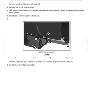 K&ouml;nnte beinhalten: Diagramm eines Sensorcovers mit den Bezeichnungen A und B und dem Text "H88562-UN: Sensor Cover". Das Bild stammt aus einem technischen Handbuch mit Anweisungen zum Aus- und Einbau.