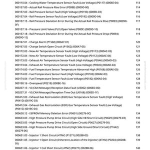 Pu&ograve; includere: Una pagina da un documento greenfarmmanuals.com, che elenca vari codici di errore diagnostici automobilistici e le loro descrizioni. I codici riguardano problemi relativi a sensori, circuiti e guasti di sistema.