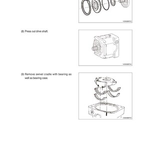 May include: Diagram of mechanical components, including a cover ring, drive shaft, and swivel cradle with bearing. The image is a technical illustration with labels and part numbers.