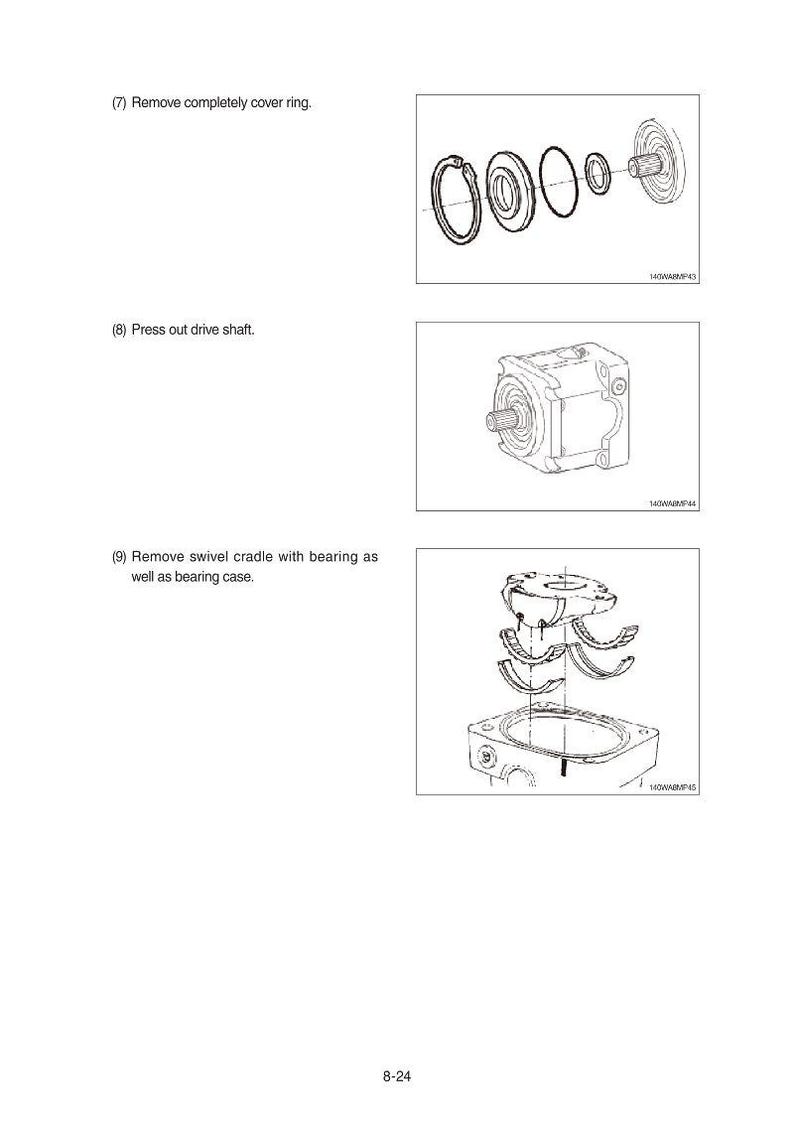 May include: Diagram of mechanical components, including a cover ring, drive shaft, and swivel cradle with bearing. The image is a technical illustration with labels and part numbers.