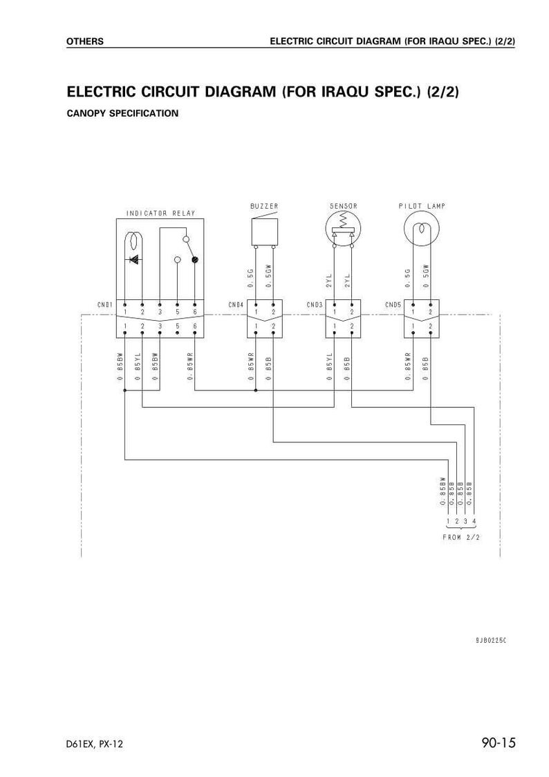 May include: An electrical circuit diagram for an Iraqi specification, featuring an indicator relay, buzzer, sensor, and pilot lamp. The diagram includes various components and wiring details, with text labels and measurements.