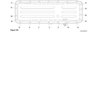 May include: Diagram of an engine component with a tightening sequence labeled 1 through 22. The component is rectangular with multiple bolt holes and internal ridges. Text includes "Tightening Sequence" and "Figure 196".