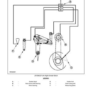 May include: A technical diagram of a Right Divider Block, featuring measurements and component labels. The illustration uses lines, circles, and shapes, with text annotations. The diagram is in black and white.