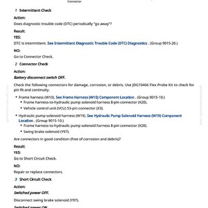 May include: A page from a manual with vehicle diagnostic instructions. The text includes a legend, intermittent check, connector check, and short circuit check. The page has a white background with black text and diagrams.