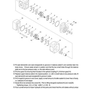 Peut inclure: Un sch&eacute;ma &eacute;clat&eacute; de composants m&eacute;caniques, comprenant des engrenages, des joints et des bo&icirc;tiers. L'image est une illustration technique avec des &eacute;tiquettes et des num&eacute;ros, probablement pour des instructions de montage ou de r&eacute;paration. Le sch&eacute;ma comprend des instructions textuelles.