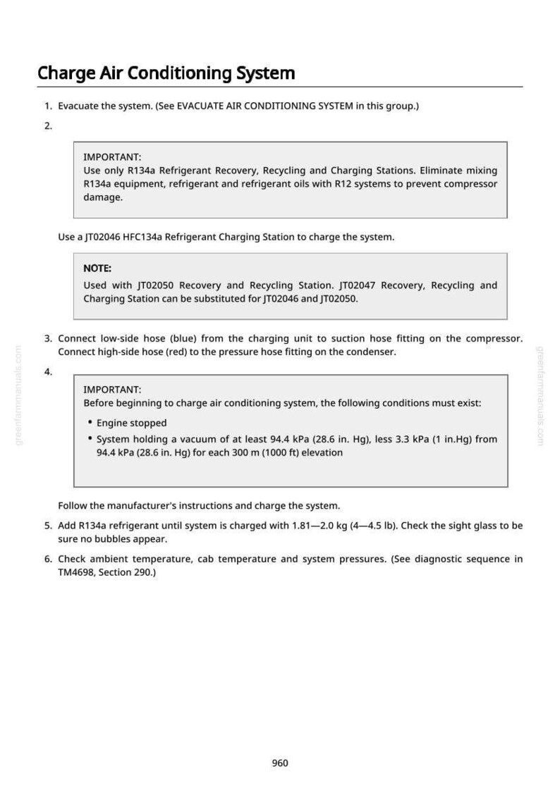 Peut inclure: Page de manuel technique sur le &laquo; Syst&egrave;me de climatisation &raquo;. Instructions pour l'&eacute;vacuation, l'utilisation du r&eacute;frig&eacute;rant et les connexions de tuyaux. Conditions importantes et proc&eacute;dures de charge du r&eacute;frig&eacute;rant sont d&eacute;taill&eacute;es.