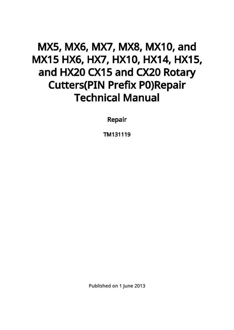 May include: A white document with black text detailing the repair manual for rotary cutters. The text includes model numbers such as MX5, MX6, and HX20. The document is labeled "Repair" and was published on June 1, 2013.