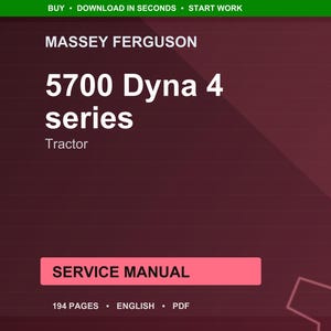 Massey ferguson 5700 Dyna 4 series Tractor Service Manual PDF | Workshop Repair | Instant Download image 1