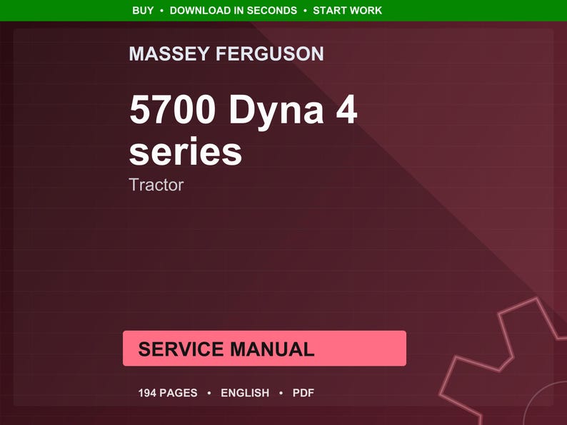 Massey ferguson 5700 Dyna 4 series Tractor Service Manual PDF | Workshop Repair | Instant Download image 1