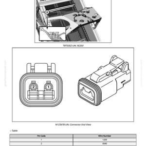 Pu&ograve; includere: Schema di una luce della telecamera posteriore sinistra, etichettata XE203, con vista finale del connettore N123478-UN. Include una tabella con codici pin e numeri di filo. L'immagine mostra anche un primo piano del connettore.