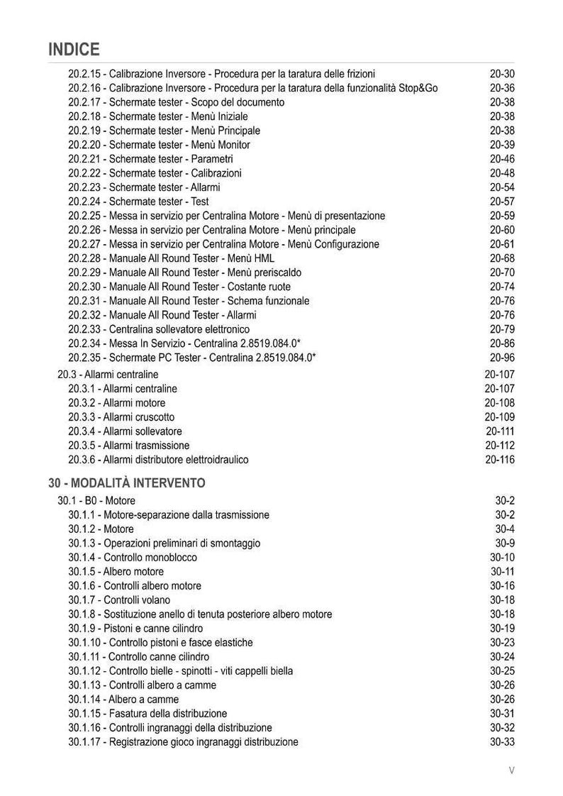 Pu&ograve; includere: Un indice dettagliato in italiano, con sezioni numerate e numeri di pagina. Il testo &egrave; nero su sfondo bianco, con titoli come "INDICE" e "MODALIT&Agrave; INTERVENTO".