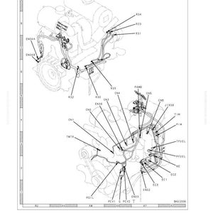 May include: An engineering diagram with detailed schematics of an engine, featuring labeled components and wiring. The diagram includes text such as "200 Electrical diagrams and drawings" and various reference numbers.