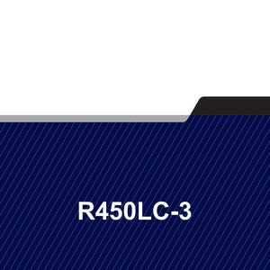May include: A service manual with the title "SERVICE MANUAL" in bold, black text at the top. The bottom section features the text "R450LC-3" in white, with a dark blue background and white diagonal lines.