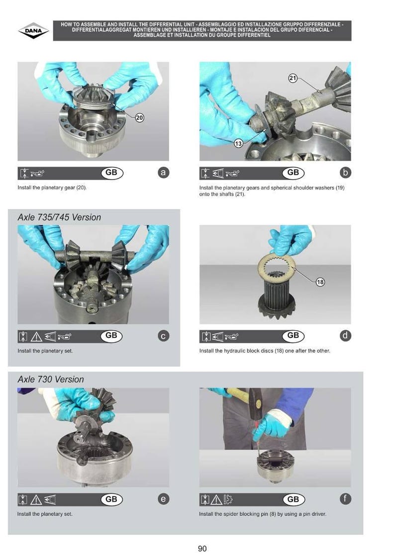 Manual de taller del eje Dana 730 735 745 en PDF / Servicio y reparación / Descarga instantánea imagen 8