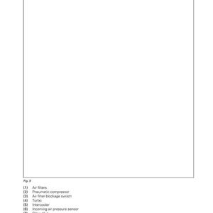 May include: Diagram of an engine's air system, labeled with components like air filters, a pneumatic compressor, and a turbo. The diagram includes a list of parts and their corresponding numbers.