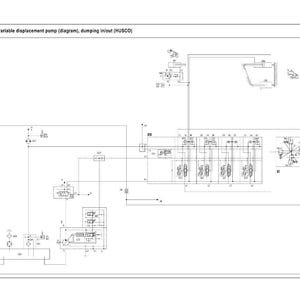 May include: Diagram of a variable displacement pump for work hydraulics, with the text "Work hydraulics" and "CLAAS". The diagram includes various components and lines, labeled with numbers and symbols.