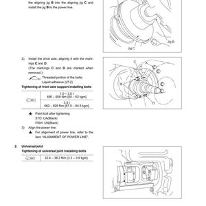 Puede incluir: Diagrama de las instrucciones de instalaci&oacute;n del eje de transmisi&oacute;n y la transferencia. Incluye ilustraciones de plantillas de alineaci&oacute;n, pernos y alineaci&oacute;n de la l&iacute;nea de alimentaci&oacute;n. El texto incluye especificaciones de par en Newton-metros.