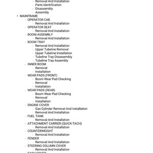 May include: A detailed list of mechanical procedures, including "Bleeding The Brake Circuit," "Removal And Installation," and "Assembly." The text is organized under headings like "REAR AXLE," "REDUCTION BOX," and "ENGINE COVER."