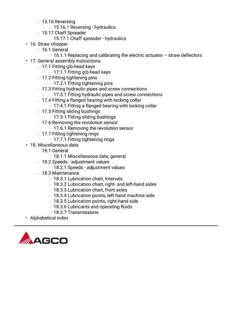 Manual de servicio para la cosechadora Massey Ferguson 7380 7382 Centora con nivelación automática (PDF) / Reparación de taller / Descarga instantánea imagen 11
