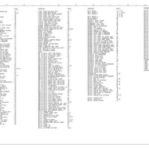 K&ouml;nnte beinhalten: Eine detaillierte elektrische Schaltplanzeichnung in Schwarzwei&szlig;, mit zahlreichen Komponentenlisten und Beschriftungen. Der Text und die Symbole sind in Spalten angeordnet. Der Titel "ELECTRICAL SCHEMATIC CIRCUIT LOCATOR" ist unten rechts sichtbar.