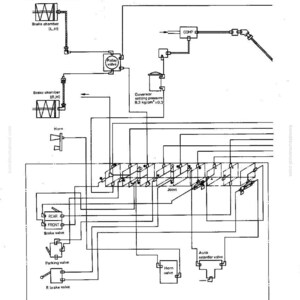 Puede incluir: Diagrama del circuito de aire para el modelo HD320-3, que muestra un esquema detallado del sistema de aire. Incluye c&aacute;maras de freno, v&aacute;lvulas y un regulador, con etiquetas de texto y l&iacute;neas que ilustran la estructura y funci&oacute;n.