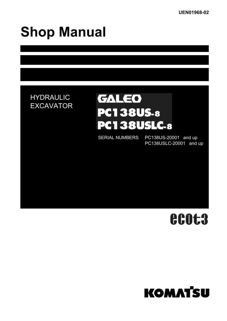 May include: A shop manual with the title "Shop Manual" at the top. The manual includes the text "HYDRAULIC EXCAVATOR" and "GALEO PC138US-8 PC138USLC-8". The Komatsu logo is at the bottom.