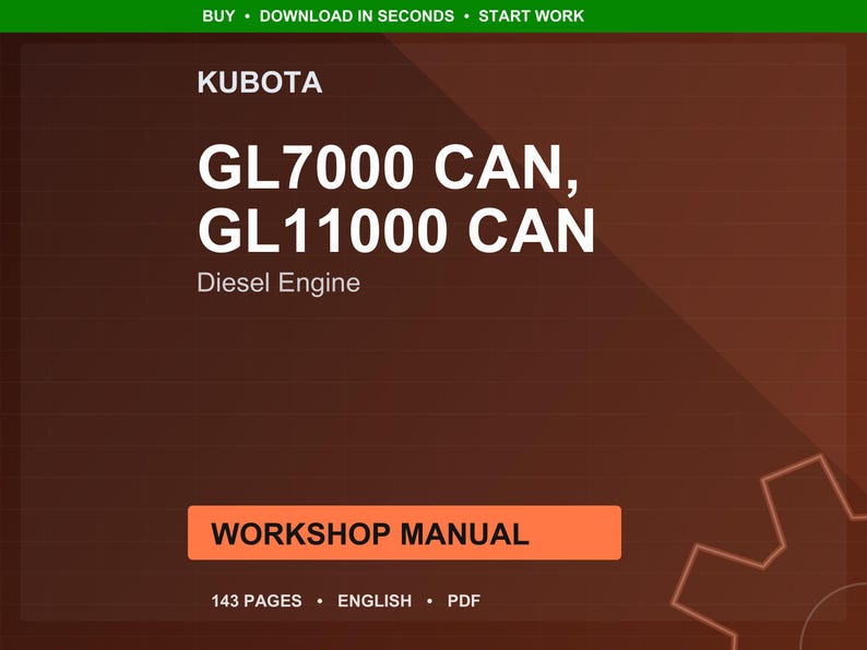 Kubota Gl7000 gl11000 kan dieselmotor verkstadsmanual PDF | Service och reparation | Direkt nedladdning bild 1