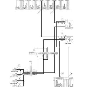 May include: Diagram of a beacon lamp and cab light circuit, with labels for components like the fuse box, membrane controller, and various relays. The schematic includes wiring connections and component identifiers.