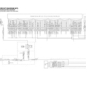 May include: An electrical circuit diagram labeled "ELECTRICAL CIRCUIT DIAGRAM (6/7)" and "WORK EQUIPMENT LEVER ELECTRIC DIAGRAM". The diagram is a detailed schematic with numerous lines, boxes, and text labels, likely for a machine or vehicle.