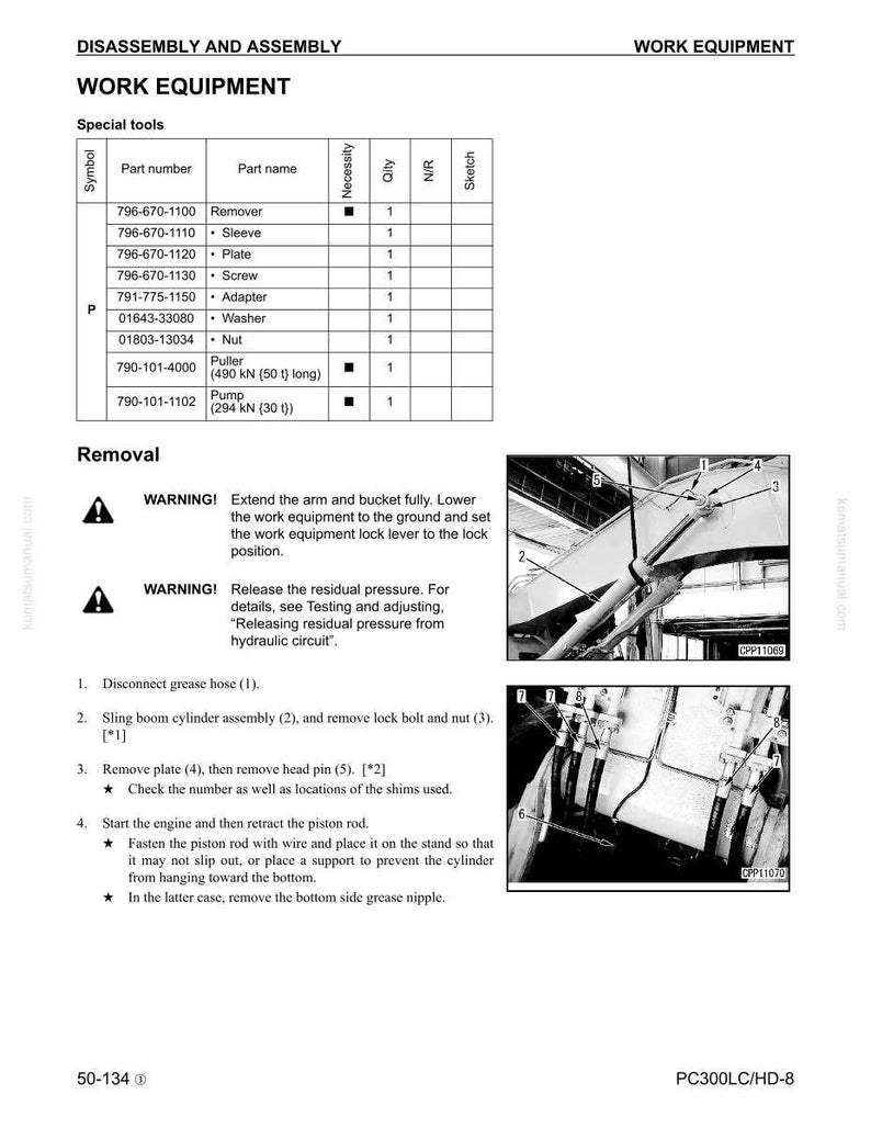 Komatsu PC300LC-8 PC300HD-8 Hydraulisk grävmaskin Servicemanual Reparation Verkstad PDF-nedladdning bild 10