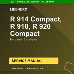Instrukcja serwisowa koparki hydraulicznej Liebherr R 914 compact r 918 r 920 compact w formacie PDF | Naprawa warsztatowa | Natychmiastowe pobranie