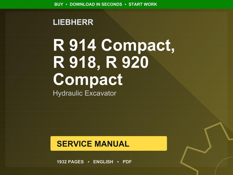 リープヘル R 914 コンパクト R 918 R 920 コンパクト油圧ショベル サービスマニュアル PDF | ワークショップ修理 | 即時ダウンロード 画像 1