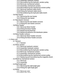 Peut inclure: Une liste d&eacute;taill&eacute;e de composants et de proc&eacute;dures m&eacute;caniques, comprenant des variateurs, des roulements et des engrenages. Le texte est organis&eacute; dans un format hi&eacute;rarchique num&eacute;rot&eacute;, probablement un manuel technique.