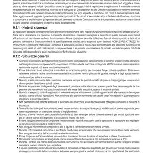 May include: A manual page in Italian, titled "INTRODUZIONE", detailing safety and general information. It provides instructions and warnings for machinery repair and maintenance, with specific guidance for technicians.