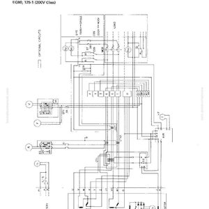 K&ouml;nnte beinhalten: Ein detailliertes Generator-Schaltbild, beschriftet mit Text wie "EG80, 125-1 (200V Class)" und "Generator-Schaltplan". Das Diagramm zeigt Linien, Symbole und Textfelder, die die elektrischen Verbindungen darstellen.