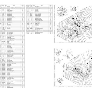K&ouml;nnte beinhalten: Eine detaillierte technische Zeichnung mit mehreren Explosionsansichten von mechanischen Komponenten, einschlie&szlig;lich einer Teileliste. Die Diagramme sind in Schwarzwei&szlig; gehalten und zeigen verschiedene Teile und ihre Montage. Technische Illustration.
