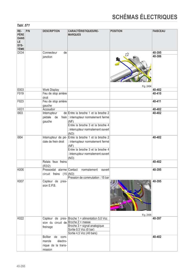 May include: Diagram of electrical schematics with component descriptions. Includes connector, work display, stop lights, brake pedal switches, and pressure sensors. Features wiring diagrams and component positions.