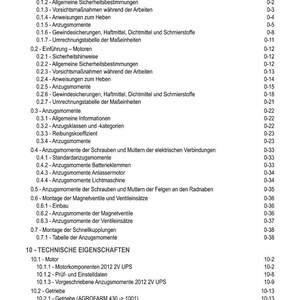 May include: A detailed table of contents in German, with sections on engine introduction, safety instructions, and technical specifications. The document includes page numbers and subheadings for easy navigation.
