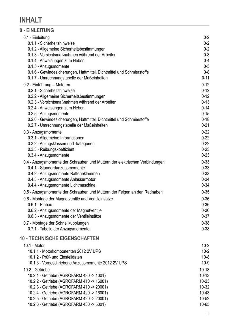 May include: A detailed table of contents in German, with sections on engine introduction, safety instructions, and technical specifications. The document includes page numbers and subheadings for easy navigation.