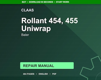 Manuale di riparazione/officina/download immediato per la pressa per balle Claas Rollant 454 455 Uniwrap in formato PDF.